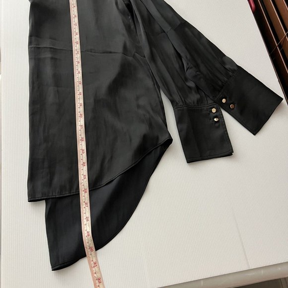Witchery Modern Cuff Blouse Top Long Sleeve Black Satin Office Work Lux Size S 8 - Picture 13 of 13